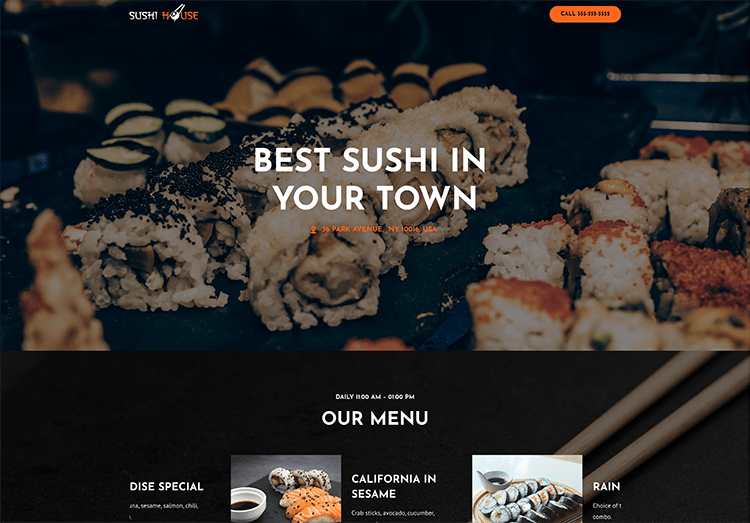 Criador de Sites com IA e Hospedagem BR - Restaurante de Sushi